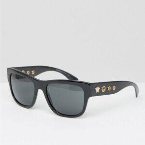 Versace Men's Sunglasses in Black with Gold Details